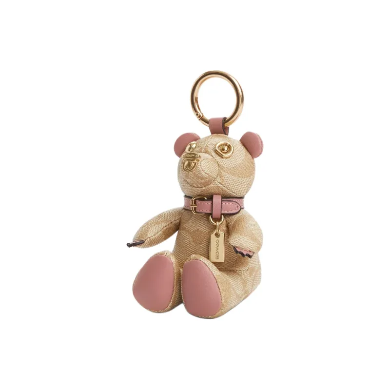 COACH Canvas Bag Accessory Women's Gold & Light Khaki & Pink-0