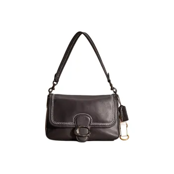 COACH Soft Tabby Smooth Leather Handbag, Shoulder Bag Regular Women's Tin & Black