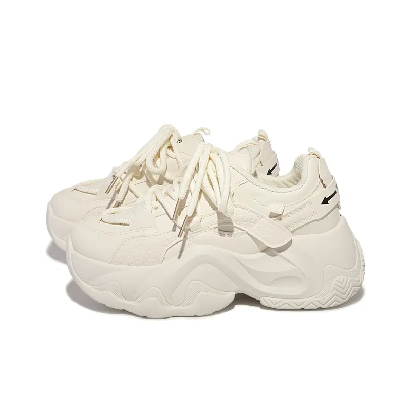 Shen Linsen Abrasion Resistant Low Top Chunky Sneakers Women's Beige-3
