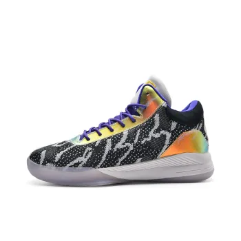 IVERSON Anti-Slip Wear-Resistant Low-Top Basketball Shoes Black Purple Light Gray