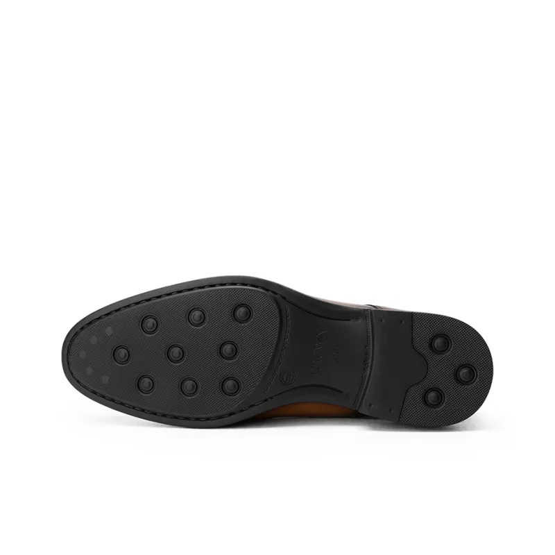 CROWN Dress Shoes Men Low Top Light Brown/Black-4