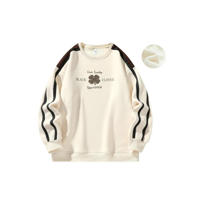 BLACK CLOVER Crew Neck Pullover Sweatshirt Set Unisex Black-11