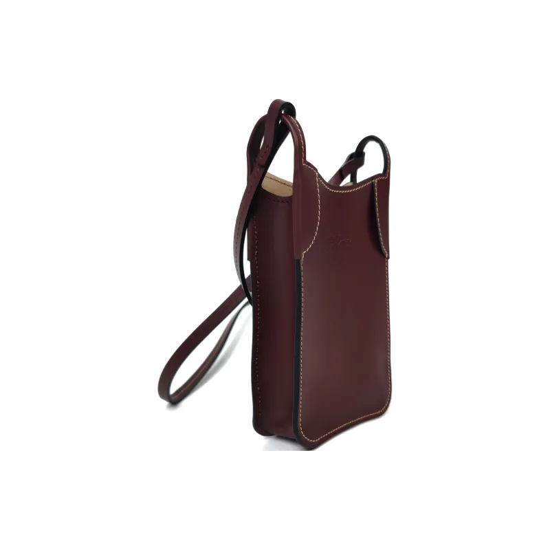 LONGCHAMP Le Foulonné Calfskin Cell Phone Pouch Shoulder Bag Crossbody Bag Men's Fuchsia-1