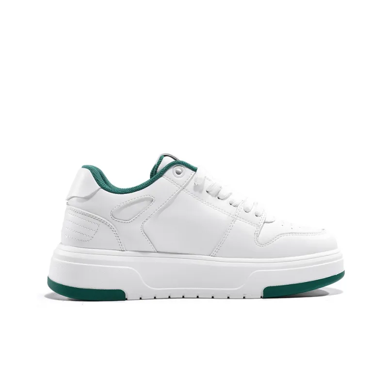 H8 Height Increasing Wear Resistant Low Top Casual Shoes Unisex White/Green-1
