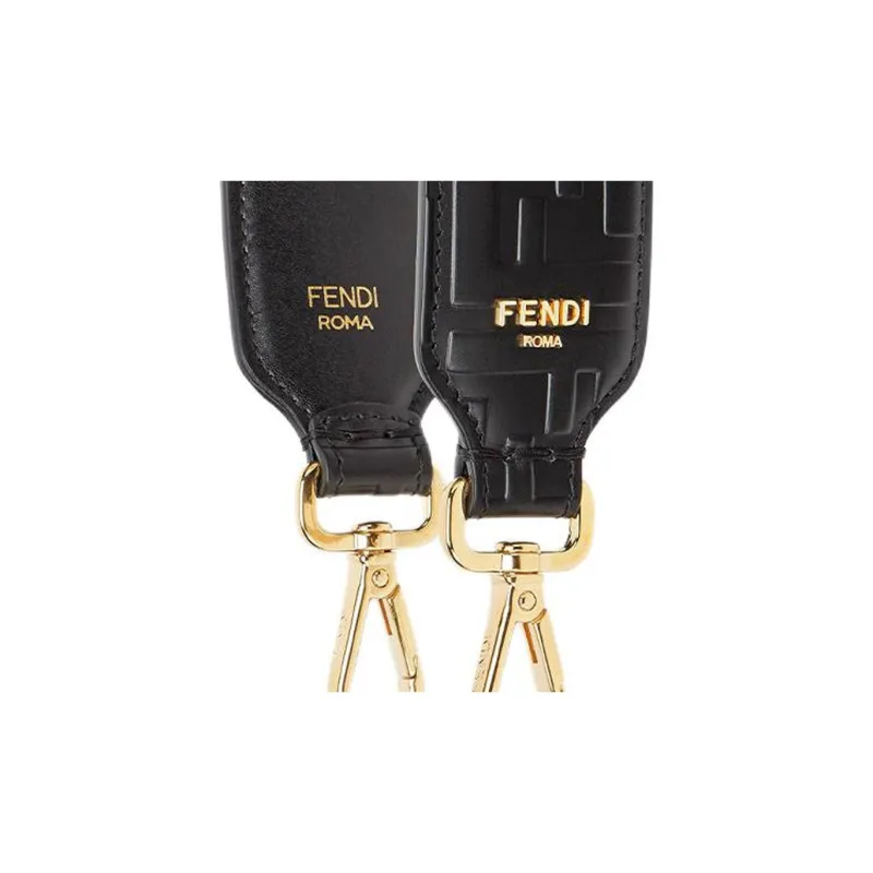 FENDI Calfskin Shoulder Strap Bag Straps Mini Women's Black-2