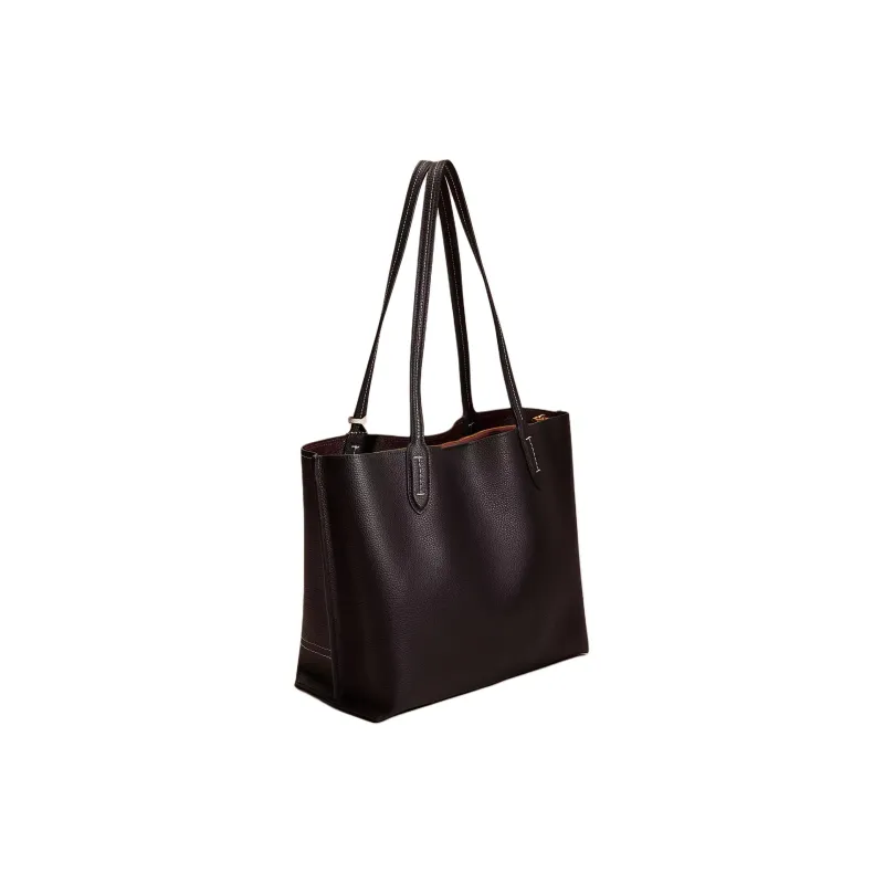 COACH Willow Polished Pebble Leather Tote Bag, Shopping Bag, Shoulder Bag, Handbag Large Size Women's Black-1