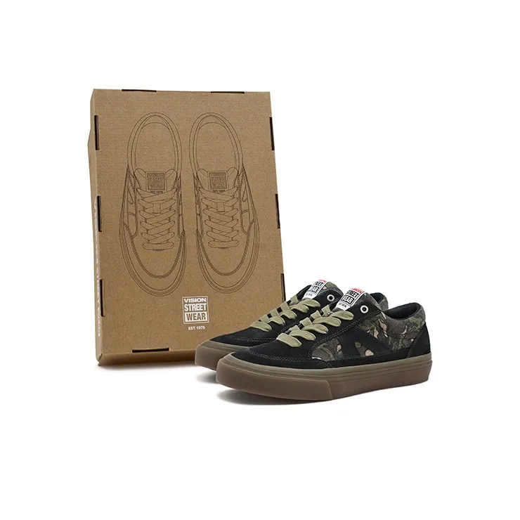 Vision Street Wear Stick Low Top Skateboard Shoes Unisex Army Green Camouflage Multicolor-6
