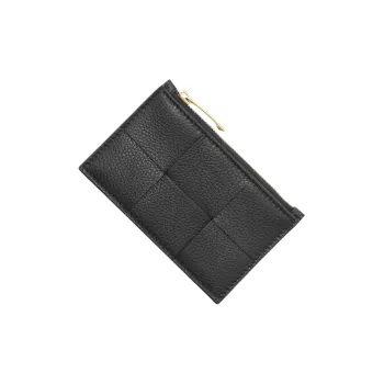 Bottega Veneta Calfskin Card Holder Wallet Women's Black