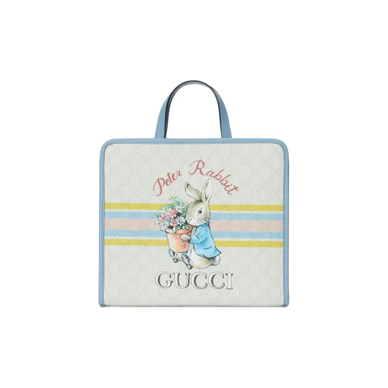 GUCCI Peter Rabbit™ Collaboration GG Supreme Canvas Tote Bag Shopping Bag Shoulder Bag Handbag Kids' Ecru-0