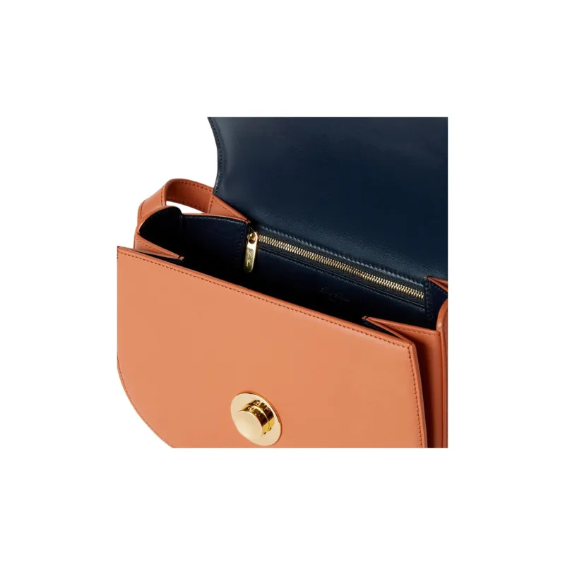Loro Piana Ghiera Calfskin Handbag, Shoulder Bag, Crossbody Bag Orange-5