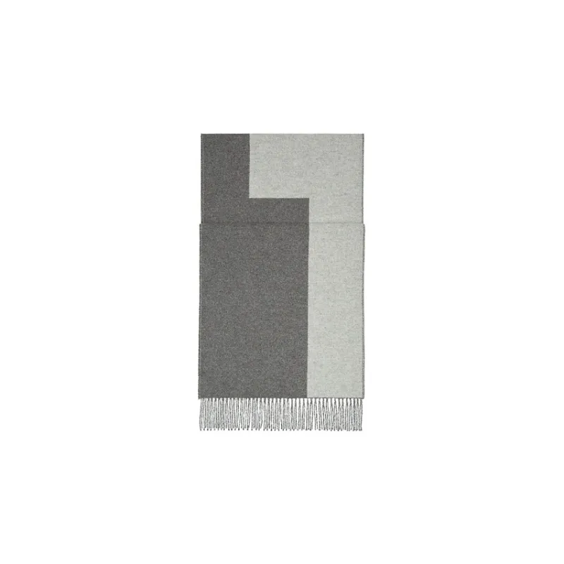 HERMES Knit Scarves Unisex Charcoal Gray Light Gray-0