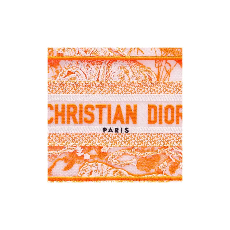 DIOR BookTote Transparent Effect Canvas Shoulder Bag Crossbody Bag Handbag Mini Women's Fluorescent Orange-4