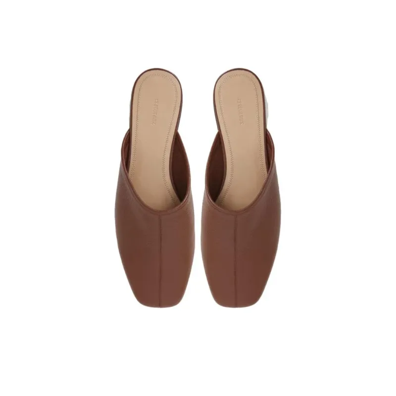 12 STOREEZ Square toe Leather Slippers Women's-3