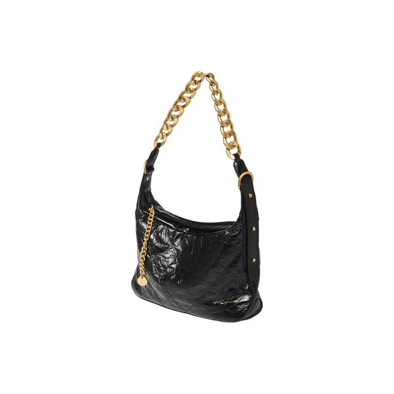 Marino Orlandi Top Grain Cow Leather Bonded Synthetic Leather Handbag Shoulder Bag Large Size Women's Black-5