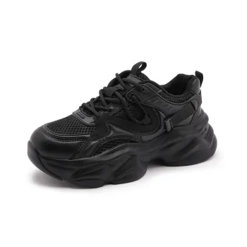 Milan Love Song Wear resistant Lightweight Breathable And Non slip. Low Top Chunky Sneakers 5cm Women's Black