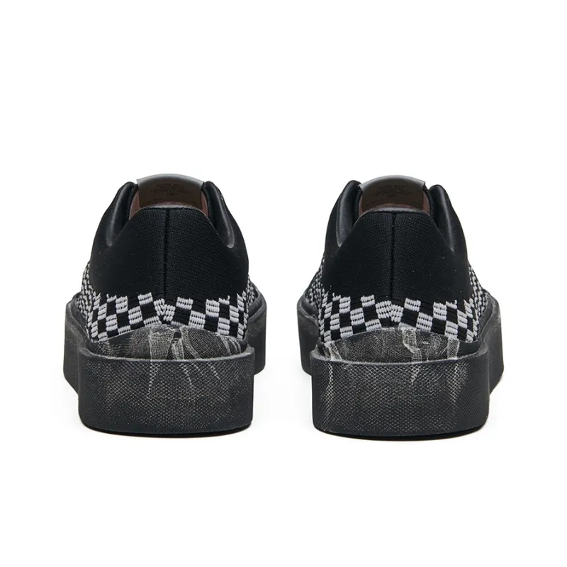 EQLZ EQUALIZER Fault GhostKnit Low Top Skateboard Shoes Unisex Rush Black Checkerboard-5