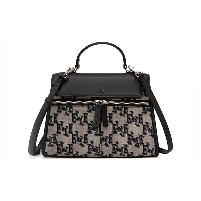 ELLE Fabric Kelly Bag Handbag Regular Women's Monogram-0