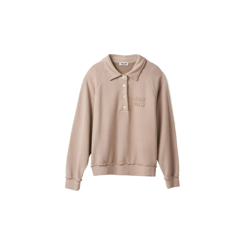 MIU MIU Logo Detailed Polo Sweatshirt-2