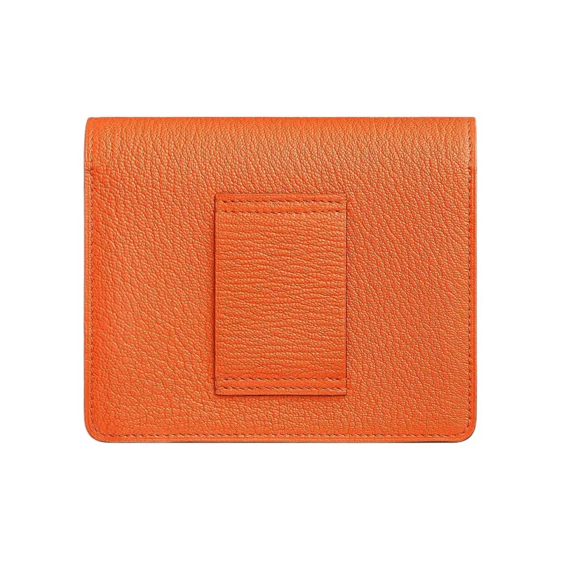 HERMES Roulis Mysore Goat Skin Pig Nose Fanny Pack Coin Purse Wallet Women's 0X Aluminum Dan Orange-1