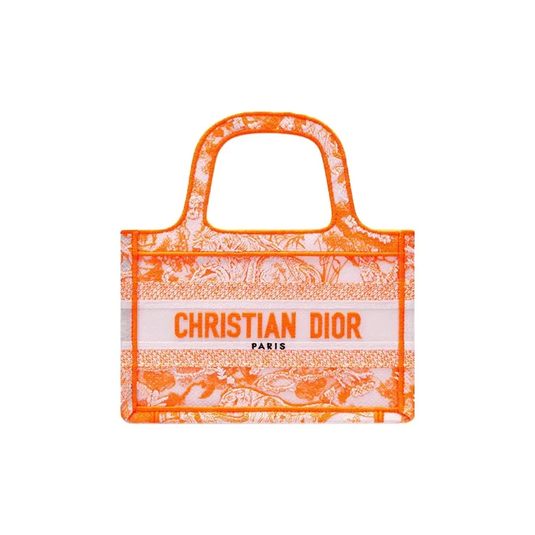 DIOR BookTote Transparent Effect Canvas Shoulder Bag Crossbody Bag Handbag Mini Women's Fluorescent Orange-0