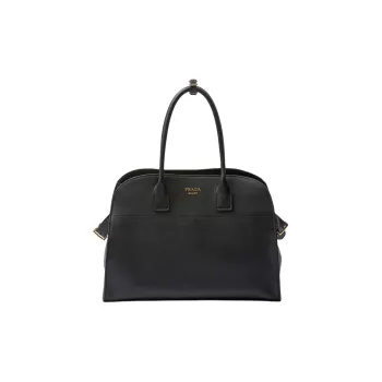 PRADA Grained Leather Tote Bag Shopping Bag Handbag Large Size Women's Black