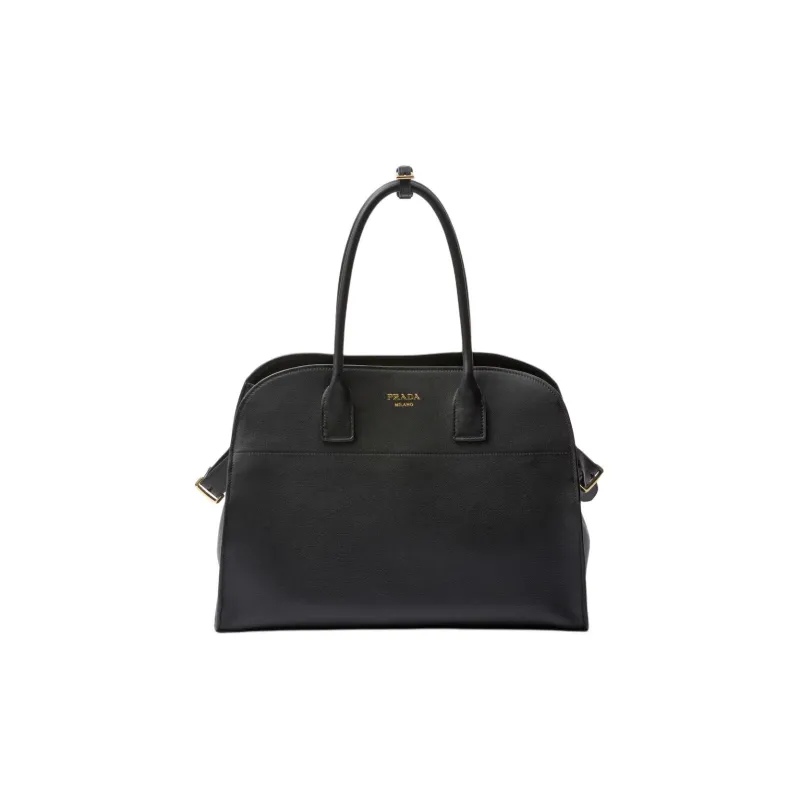 PRADA Grained Leather Tote Bag Shopping Bag Handbag Large Size Women's Black-0