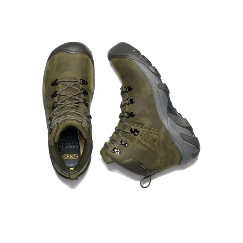 KEEN Pyrenees Cushioning Wear-Resistant High-Top Hiking Shoes Men's Green Gray-3