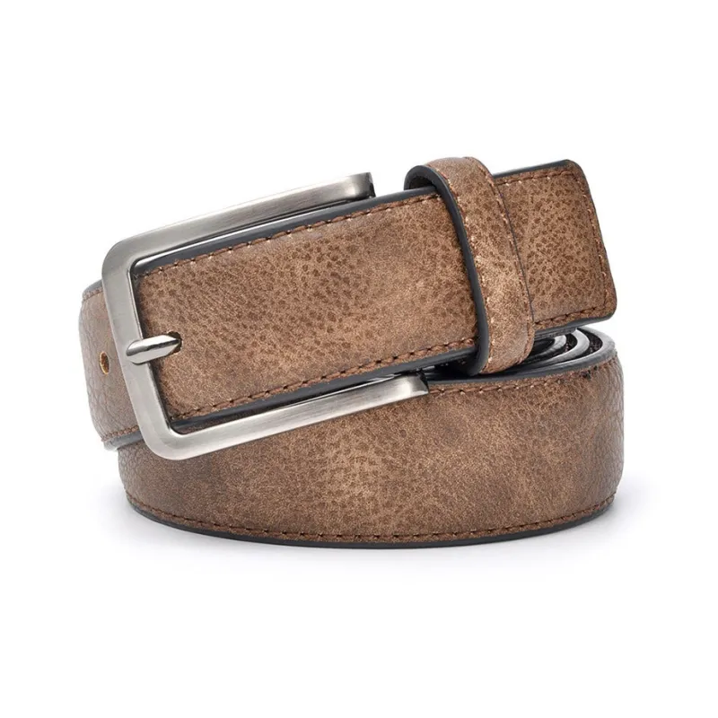 PISHUSHU Cow Leather Belts Men's Brown Gray Dark Brown Width 3.4cm-0