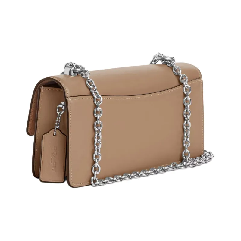 COACH Eliza Calfskin Shoulder Bag Crossbody Bag Medium Size Women's Silver & Taupe-3