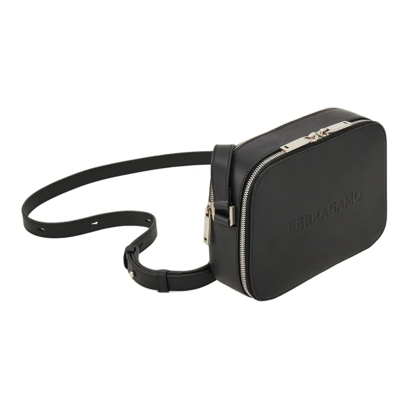 FERRAGAMO Matte Calfskin Camera Bag Shoulder Bag Crossbody Bag Men's Black-2