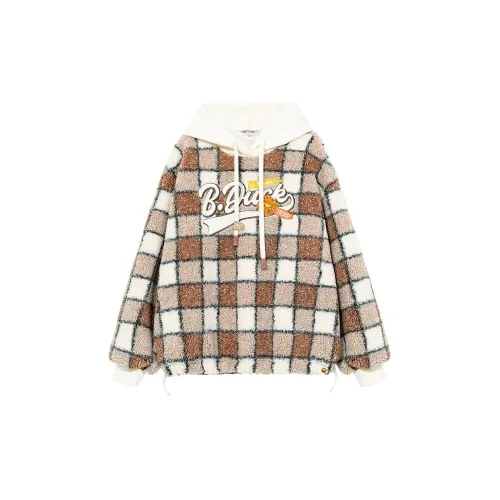 B.Duck Sweatshirts Women's Coffee Plaid