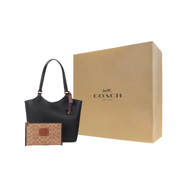 COACH Day Leather Combo Bag, Tote Bag, Shopping Bag, Shoulder Bag Large Size Women's Black-8