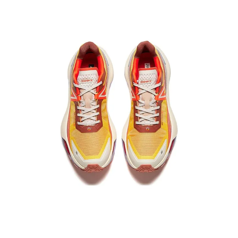 Anta Cushioning Wear-Resistant Low-Top Running Shoes Men's Beige Red Orange-2