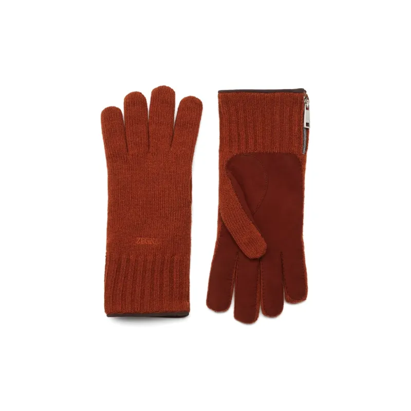 Ermenegildo Zegna Oasi Cashmere Logo embroidered Gloves-0