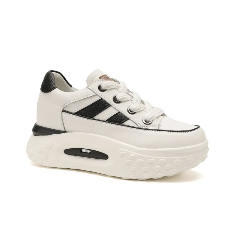 D FUSE SCANDINAVIA Athletic Shoes Lightweight Height Increasing Low Top Skateboard Shoes Women's Beige White Black-1