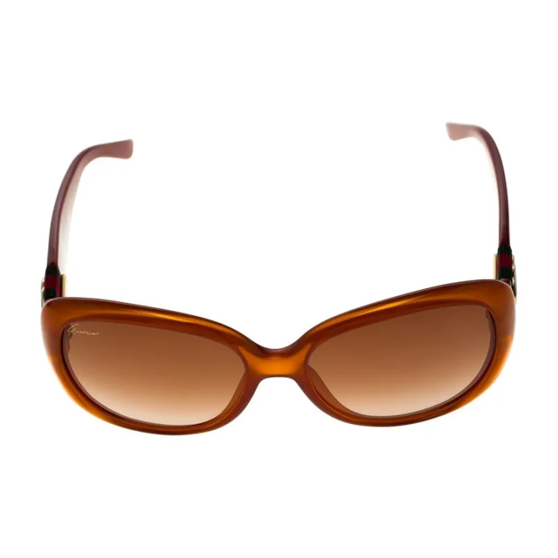 GUCCI Acetate Irregular Shape Sunglasses Women's Orange-1