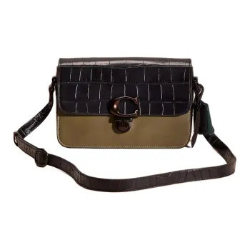 COACH Studio Crocodile Embossed Leather Crossbody Bag Shoulder Bag Women's Tin/Black