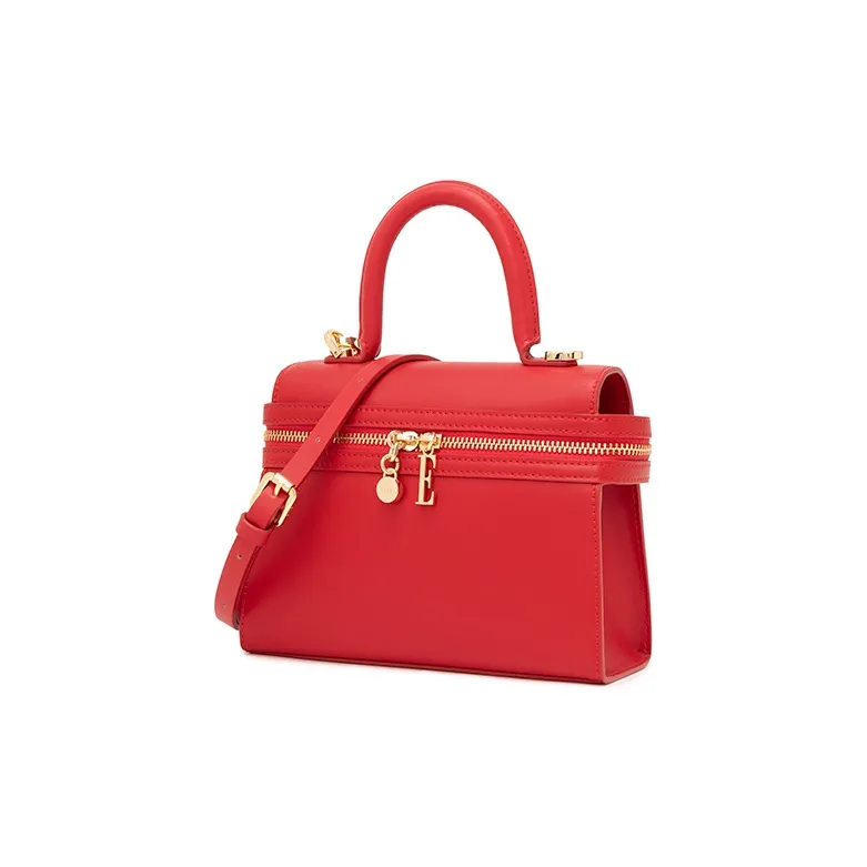 ELLE Leather Crossbody Bag Regular Women's Black/Red/Pink-5