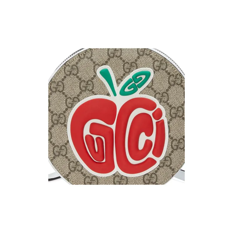 GUCCI Canvas With Leather Shoulder Bag Crossbody Bag Kids' Ivory White With Brown And Red Accents-7