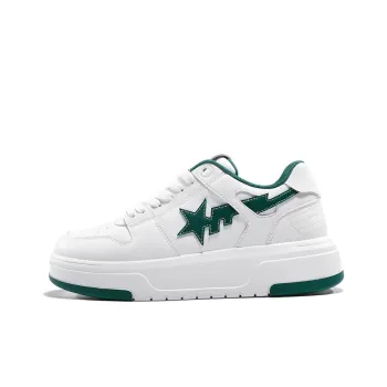 H8 Height Increasing Wear-Resistant Low-Top Casual Shoes Unisex White/Green