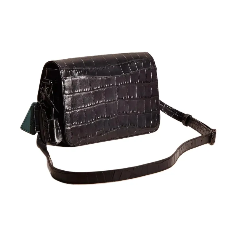 COACH Studio Crocodile Embossed Leather Crossbody Bag Shoulder Bag Women's Tin/Black-1