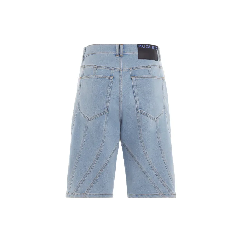Mugler Panelled Denim Shorts-1
