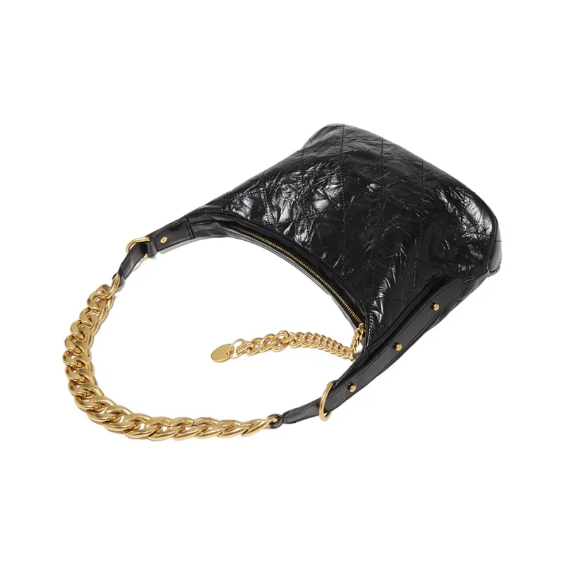 Marino Orlandi Top Grain Cow Leather Bonded Synthetic Leather Handbag Shoulder Bag Large Size Women's Black-4
