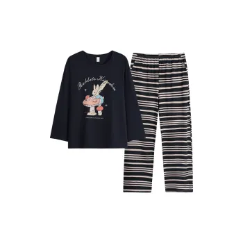 Sha Qian Pajama Set Spring And Fall Season Women's Black