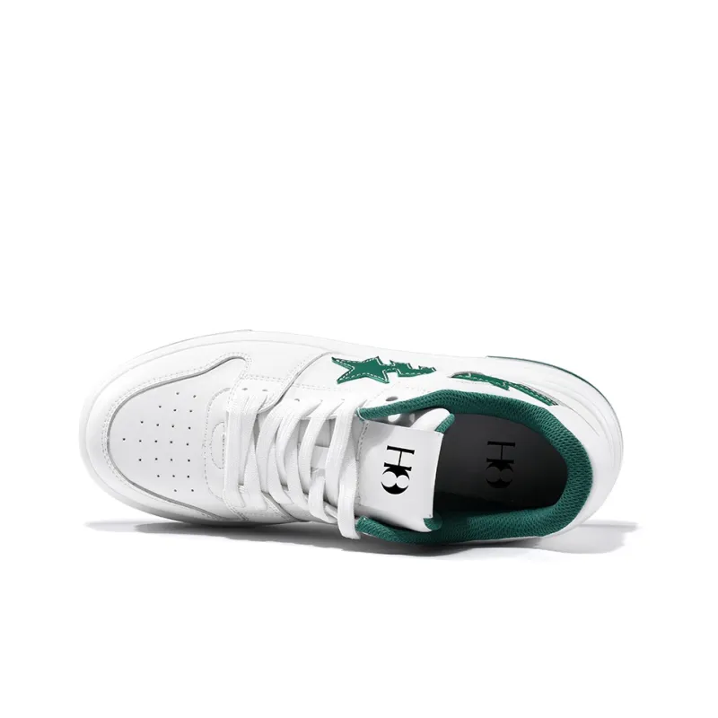 H8 Height Increasing Wear Resistant Low Top Casual Shoes Unisex White/Green-2