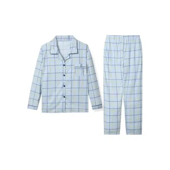 MT·MIT Pajama Set Men's Dark Blue Plaid