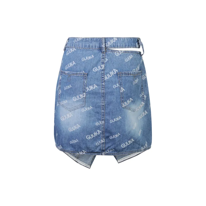 Guuka Hero Denim Short Skirts Women's Light Blue-1