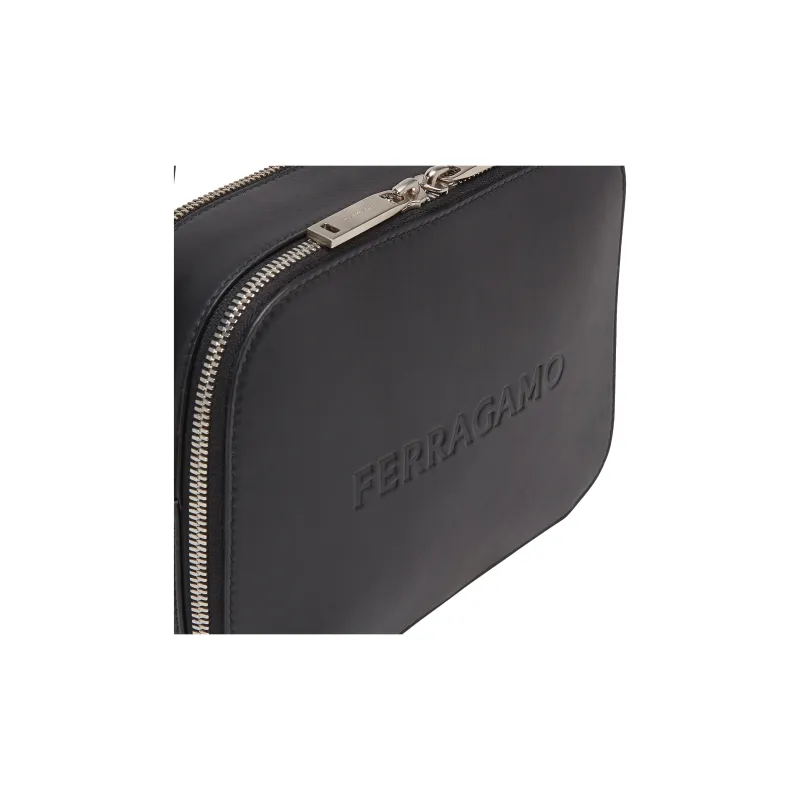 FERRAGAMO Matte Calfskin Camera Bag Shoulder Bag Crossbody Bag Men's Black-5