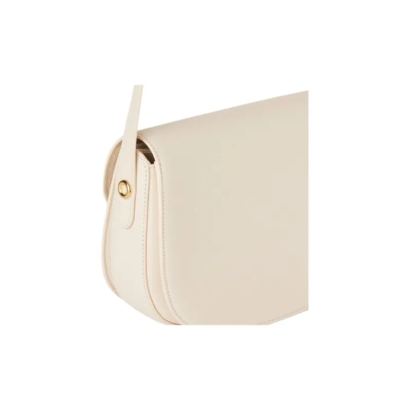 Loro Piana Calfskin Handbag, Shoulder Bag, Crossbody Bag Trumpets Women's Lotus Root White-3