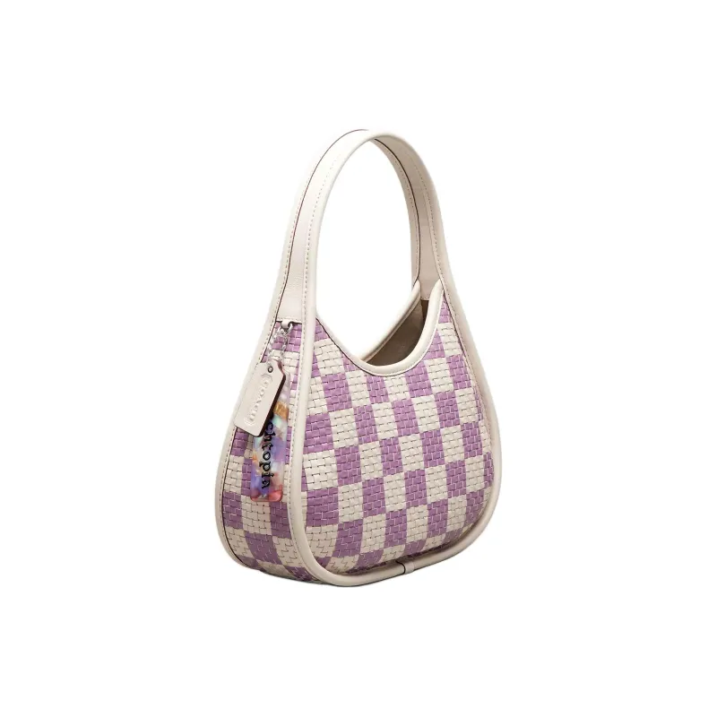 COACH Ergo Recycled Leather Handbag, Shoulder Bag Small Size Women's Chalk & Purple Orchid-2